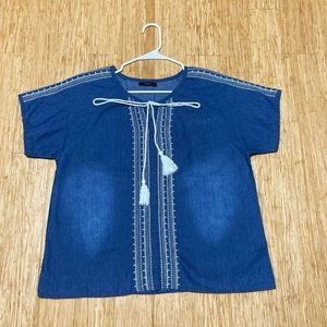 dark blue tassel shirt